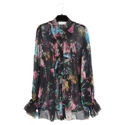 Pre-owned Zimmermann Blouse Soie Transparent Fr40 S2 Shabby Black Muslin Blouse Uk12 Us8
