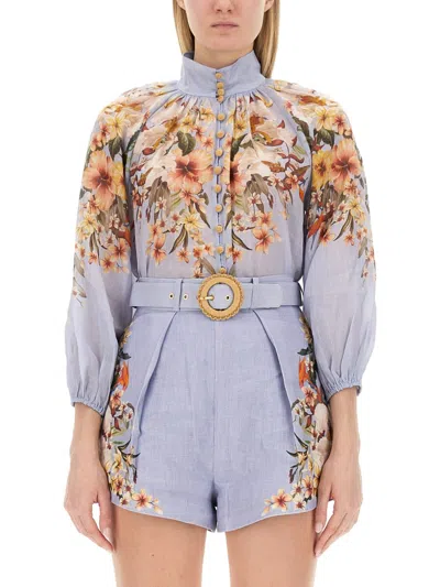 Zimmermann Blouse With Floral Pattern In Blue