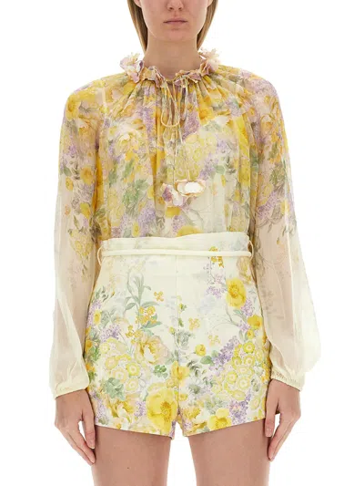 Zimmermann Blouse With Floral Pattern In Yellow