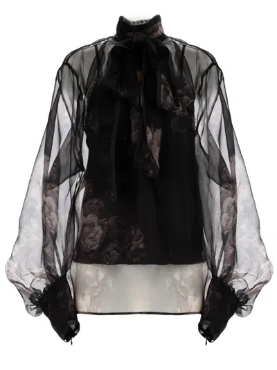 Zimmermann Blouse With Lavalliere "hypnotic" In Black