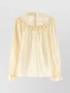 Zimmermann Blouse With Ruffled Collar And Lace In Multi