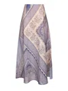 Zimmermann Womens Blue Bandana Lucky Bias-cut Linen Maxi Skirt
