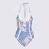 Zimmermann Cascadian Crochet Keyhole Cutout Swimsuit In Blue