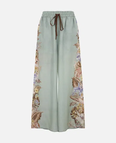 Zimmermann Blue Coco Printed Silk Trousers