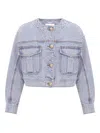 Zimmermann Short Denim Jacket Contrast Stitching In Blue