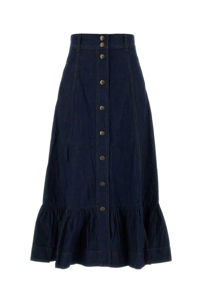 Zimmermann Blue Denim Aster Mini Skirt In Animal Print