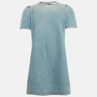 Zimmermann Blue Denim Crush Embellished Mini Dress