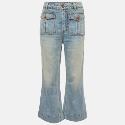 Pre-owned Zimmermann Blue Denim Flared Utility Raie Jeans M/waist 28"