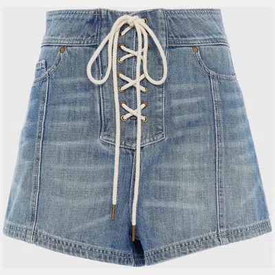Pre-owned Zimmermann Blue Denim Lace-up Shorts M
