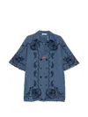 Zimmermann Aster Broderie Anglaise-trimmed Cotton-denim Mini Dress In Blue