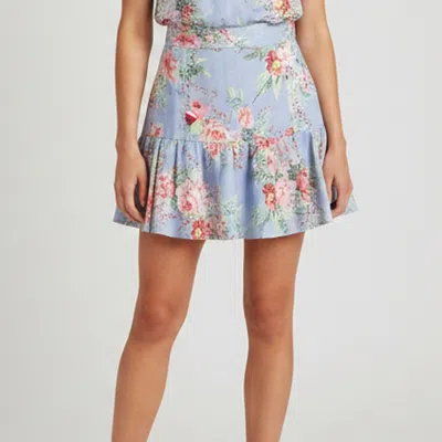 Pre-owned Zimmermann Blue Multicolor Floral Print Linen Bellitude Mini Skirt S