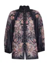 Zimmermann Rhiannon Billowed Ramie Shirt In Blue