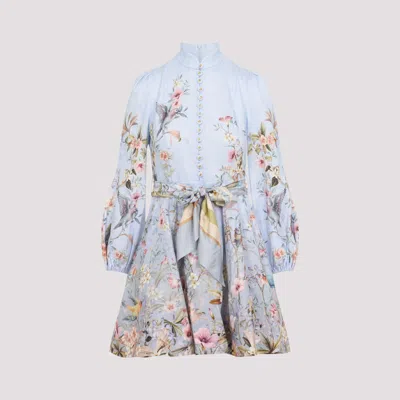Zimmermann Blue Rebellion Button Linen Mini Dress