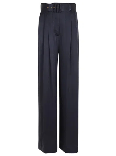 ZIMMERMANN ZIMMERMANN BLUE SILK WIDE-LEG HIGH-WAIST TROUSERS
