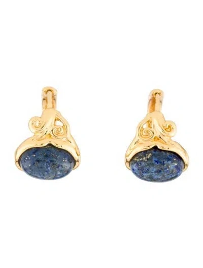Pre-owned Zimmermann Blue Stone Signet Hoop Earrings In Multi
