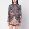 Zimmermann Blue/cream Ascension Shirt With Floral Print
