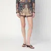 Zimmermann Womens Blue Cream Indienne Ascension Relaxed-fit Silk Shorts Xs
