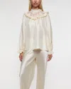 Zimmermann Blouse With Ruffled Collar And Lace In Neutral