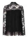 Zimmermann Black Blouse With High Neck And Lace Panels In Viscose Woman In Black