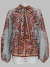 Zimmermann Paisley Floral Pure Silk Blouse With Self-tie Neck Detail In Multicolor