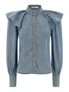 Zimmermann Crush Denim Shirt And Blouse Blue In Blue