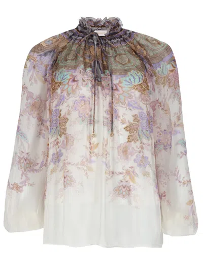 Zimmermann Blusa "luna" Con Maniche A Sbuffo In Multi