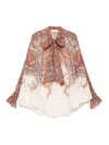 Zimmermann Womens Cream Paisley Rhiannon Self-tie-collar Woven Blouse Xxs In Multi