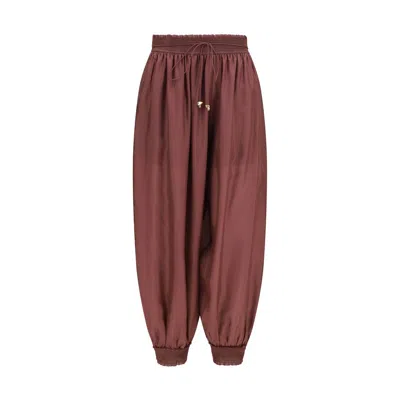 Zimmermann Bordeaux Silk Casual Pants In Brown