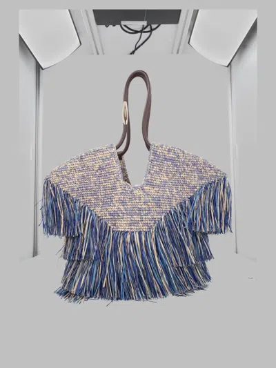 Zimmermann Borsa Tote "goldentime" Medium Con Frange In Blue