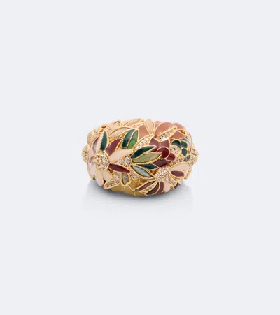 Zimmermann Botanica Embellished 16kt Gold-plated Ring In Multicoloured