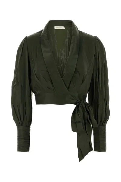 Zimmermann Bottle Green Silk Blouse