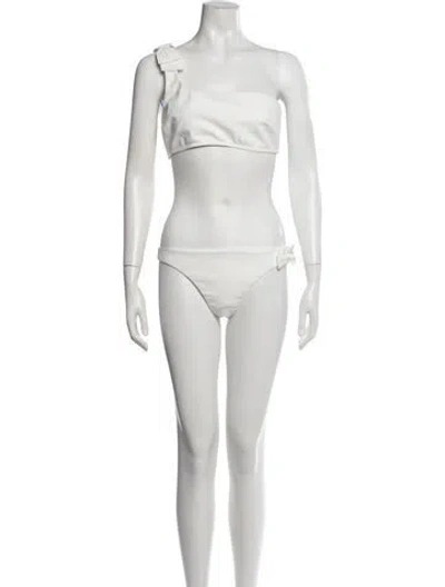 Pre-owned Zimmermann Bow Accents Bikini W/ Tags In White