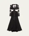 Zimmermann Illustration Flounce Bow-detailed Cutout Lace-silk Gown In Black