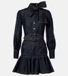 Zimmermann Bow-detail Cotton Denim Minidress In Blue