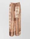 Zimmermann Lucky Brown Pants With Elastic Drawstring Waist And All-over Floral Print In Silk Woman