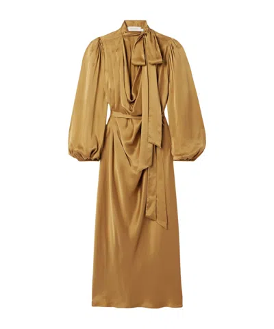 Zimmermann Bow Dress In Brown