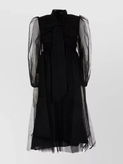 ZIMMERMANN BOW SLEEVE MIDI RUCHED SHEER DRESS