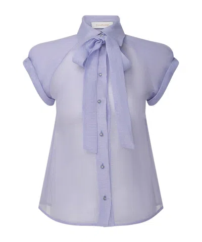 Zimmermann Bow Tie Shirt In Gray