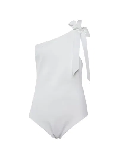 Pre-owned Zimmermann Bow-detail One-shoulder Swimsuit In White
