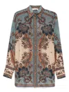 Zimmermann Box-pleat Detail Shirt With Classic Collar In Multi