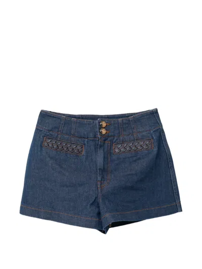Zimmermann Braided-trim Denim Shorts In Blue