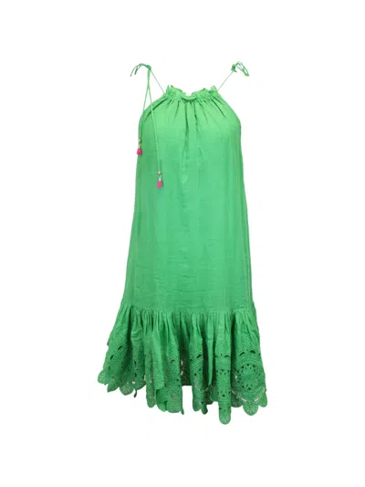 Pre-owned Zimmermann Broderie Anglaise Gathered Dress In Green