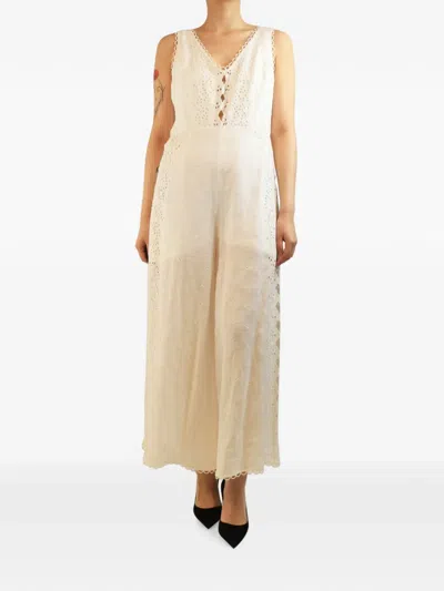 Pre-owned Zimmermann Broderie Anglaise Jumpsuit In Neutral