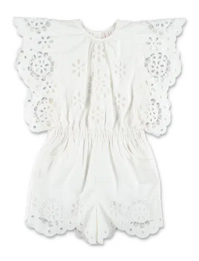 Zimmermann Kids'  Broderie Jumpsuit For Girls In White