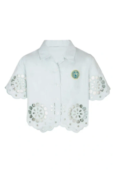 Zimmermann Broderie Shirt Soft Mint In Blue