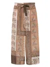 Zimmermann Lucky Brown Pants With Elastic Drawstring Waist And All-over Floral Print In Silk Woman