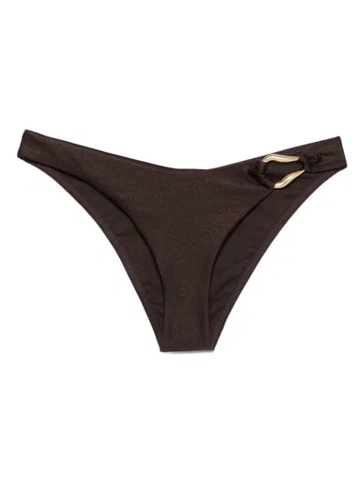 Zimmermann Brown Bikini Bottoms With Gold Detail