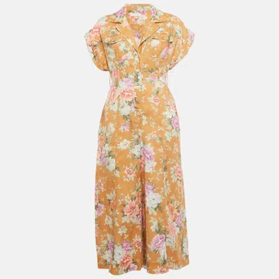 Zimmermann Brown Floral Print Linen Jumpsuit
