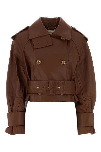 Zimmermann Brown Leather Hypnotic Trench Coat