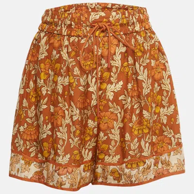 Pre-owned Zimmermann Brown Printed Silk Andie Short Xs